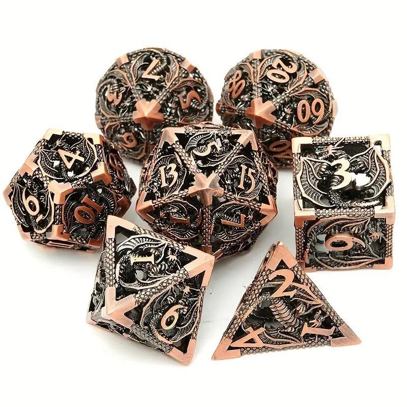 Set di Dadi Metallici Vuoti D&D Dadi Metallici Vuoti D&D 7 Pezzi Dadi Poliedrici