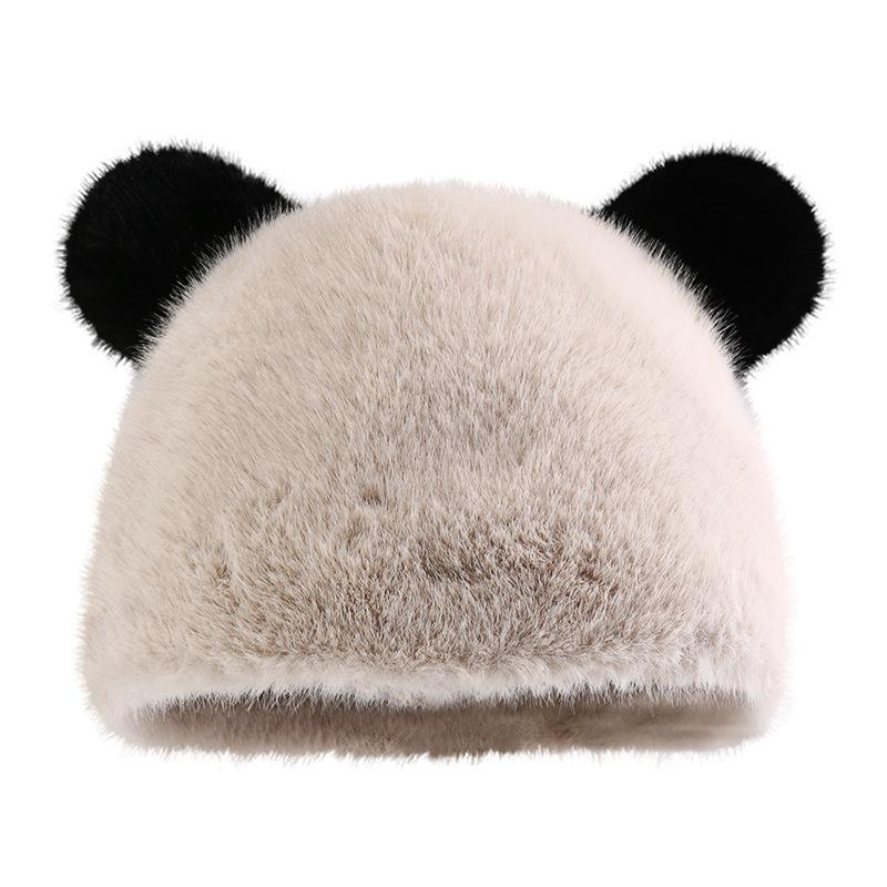 Bear Ear Plush Hat for Women In Winter New Cute Sweet Age Reducing European Mink Fisherman Hat Versatile Warm Hat