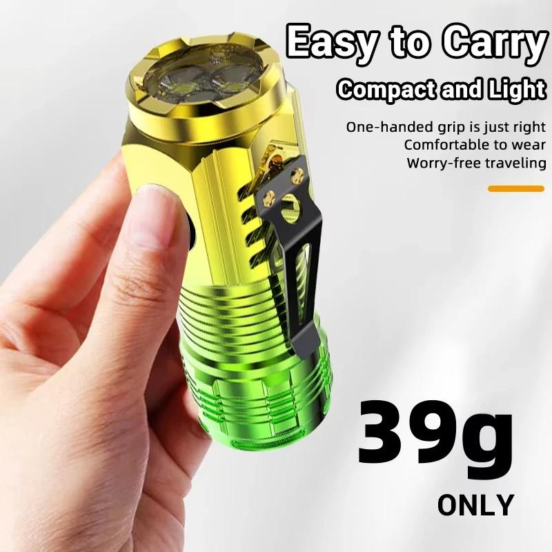 3LED Super Bright Flashlight Portable Mini Burst Flash Torch Rechargeable Outdoor Waterproof Emergency Spotlight with Pen Clip