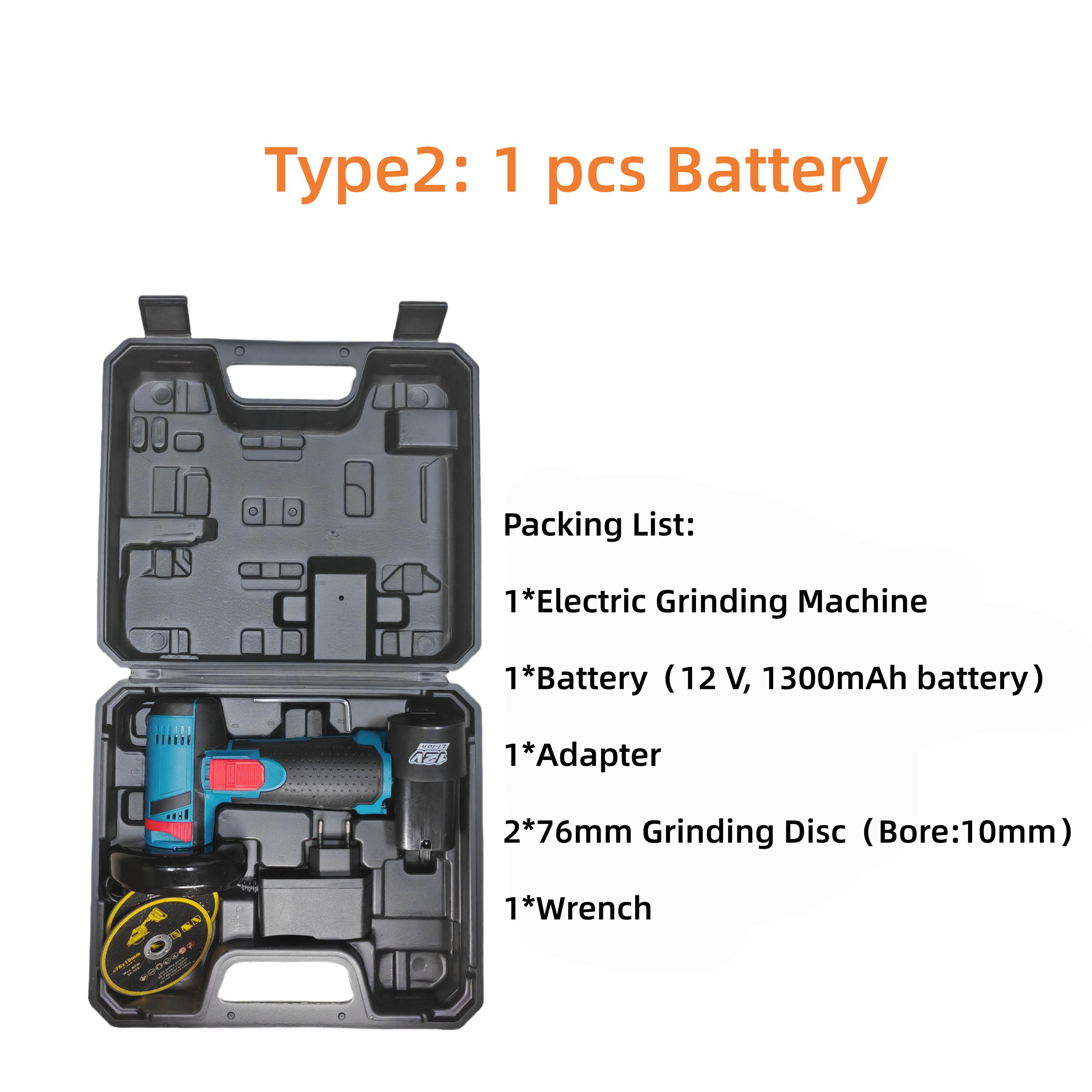 

3-дюймовая мини-многофункциональная углошлифовальная машина, ручная литиевая углошлифовальная машина, бытовой электрический шлифовальный инструмент Type2:1pcs Battery