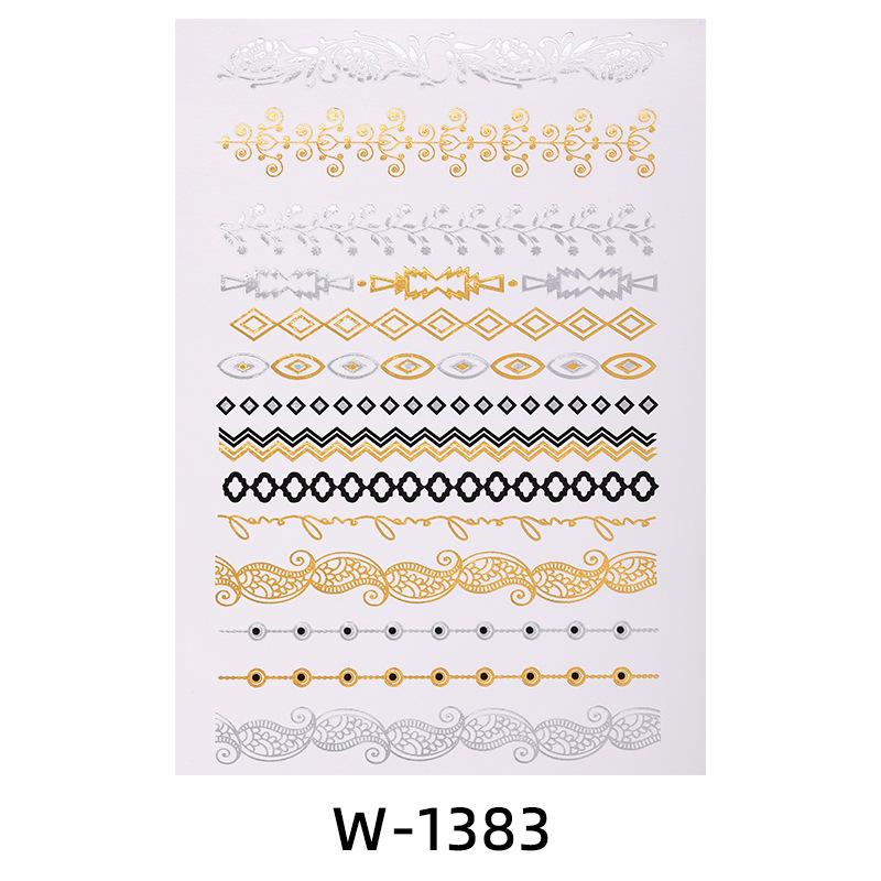 Hot Stamping Tattoo Sticker Waterproof Retro Metal Temporary Tattoo Tattoo Hot Silver Tattoo Sticker