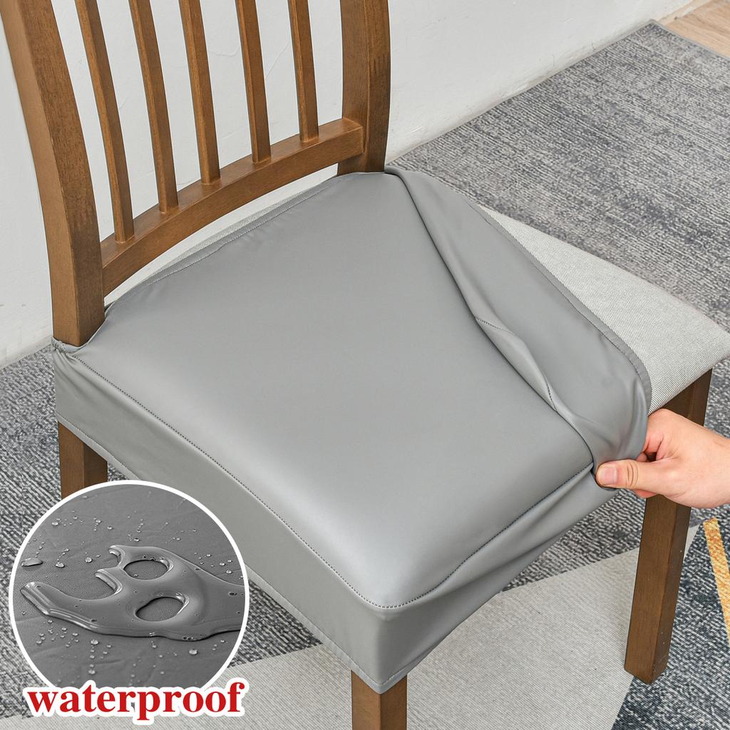 Waterproof seat covers for dining chairs Pu leather chair seat covers without back covers removable washable chair protector
