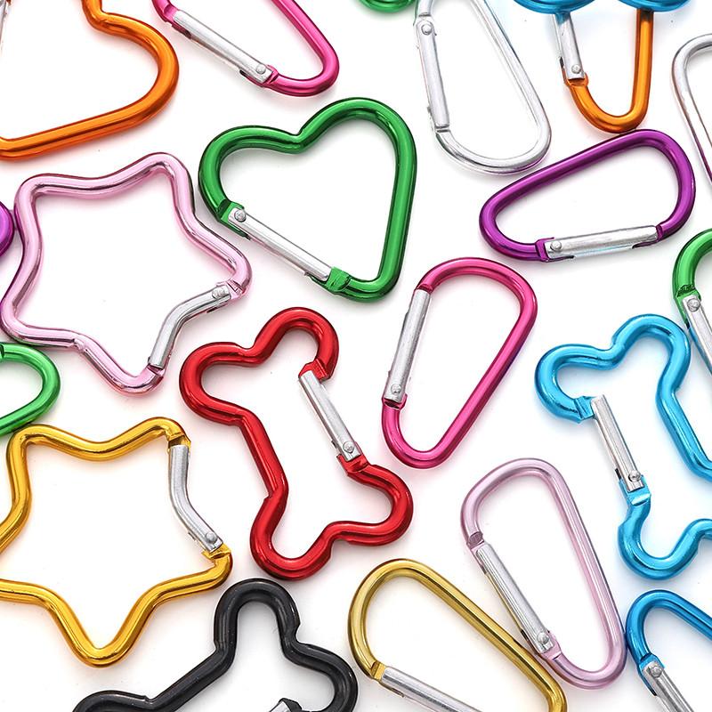 1pc Mountaineering Buckle Love Star Buckle D-Shaped Buckle Color Backpack Buckle Aluminum Keychain DIY Accessories
