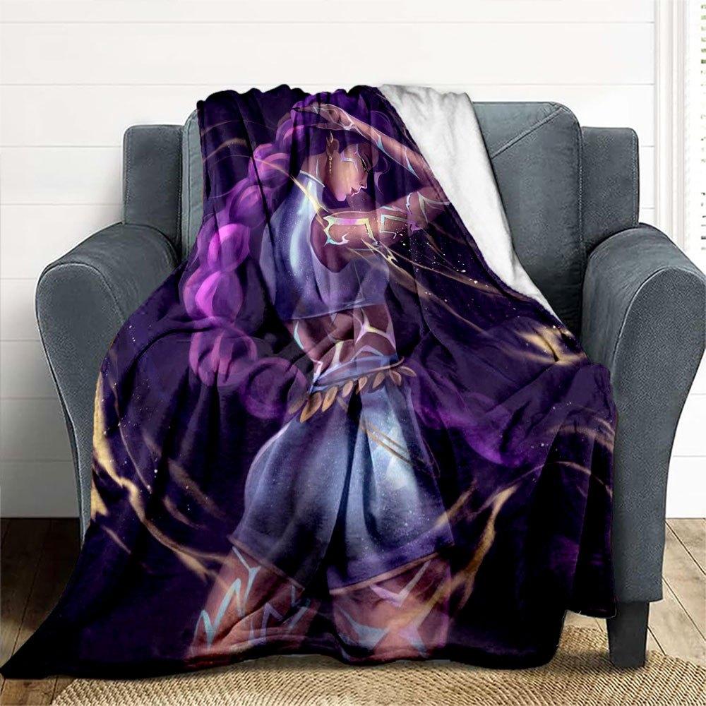 "Galactic Elegance: Purple Starry Night Crop Top & Shorts Set"Blanket Lightweight Flannel Throw Blanket for Sofa, Bed, Travel, Camping, Livi
