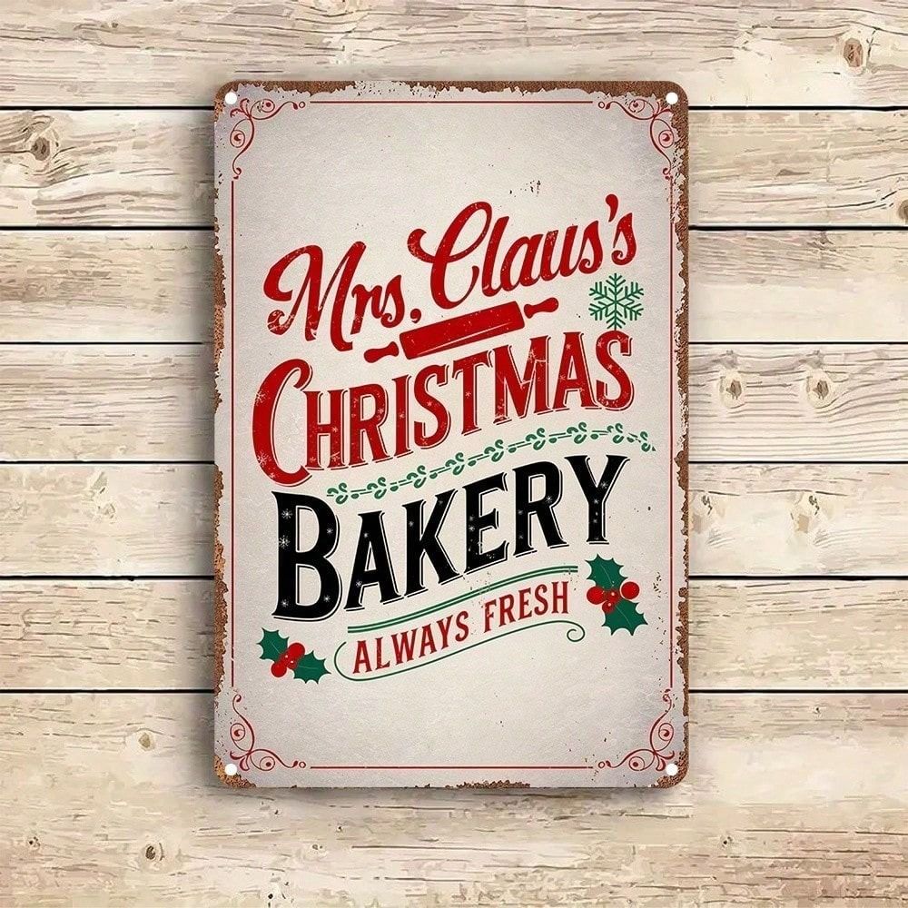 Vintage Mrs. Claus Bakery Metal Poster Wall Decor Kitchen
