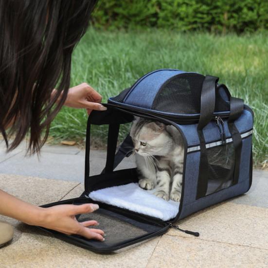 Mesh Cat Carrier Bag Pet Travel Tote with Adjustable Shoulder Strap Breathable Pet Carrier Cross Body Bag for Small Dogs Cats