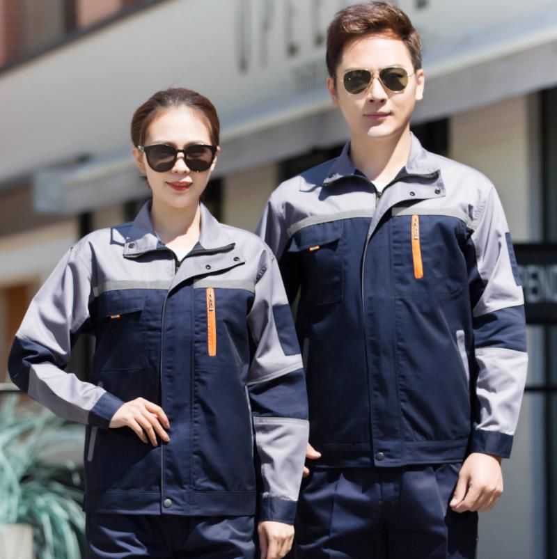 

Мужской комплект рабочей одежды с длинным рукавом из полиэстера и хлопка – Весенне-осенний костюм для защиты труда при сварочных и механических работах XL