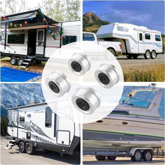 4 PCS 2.44'' Trailer Hub Dust Cap Trailer Axle Grease Cap With 8 Rubber Plugs, Steel Wheel Bearing Dust Caps Fit For Most Standard 5200 To 6000 Pound