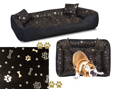 Waterproof Dog Bed GOLD BONES Pattern, S M L XL