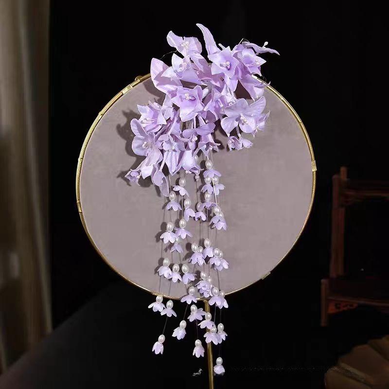 Super Fairy Lily Flower Tassel Hair Clip New Chinese Style Accessory