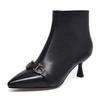 Fashion pointed small bare boots autumn and winter new stiletto fashion boots first layer cowhide side zipper short boots