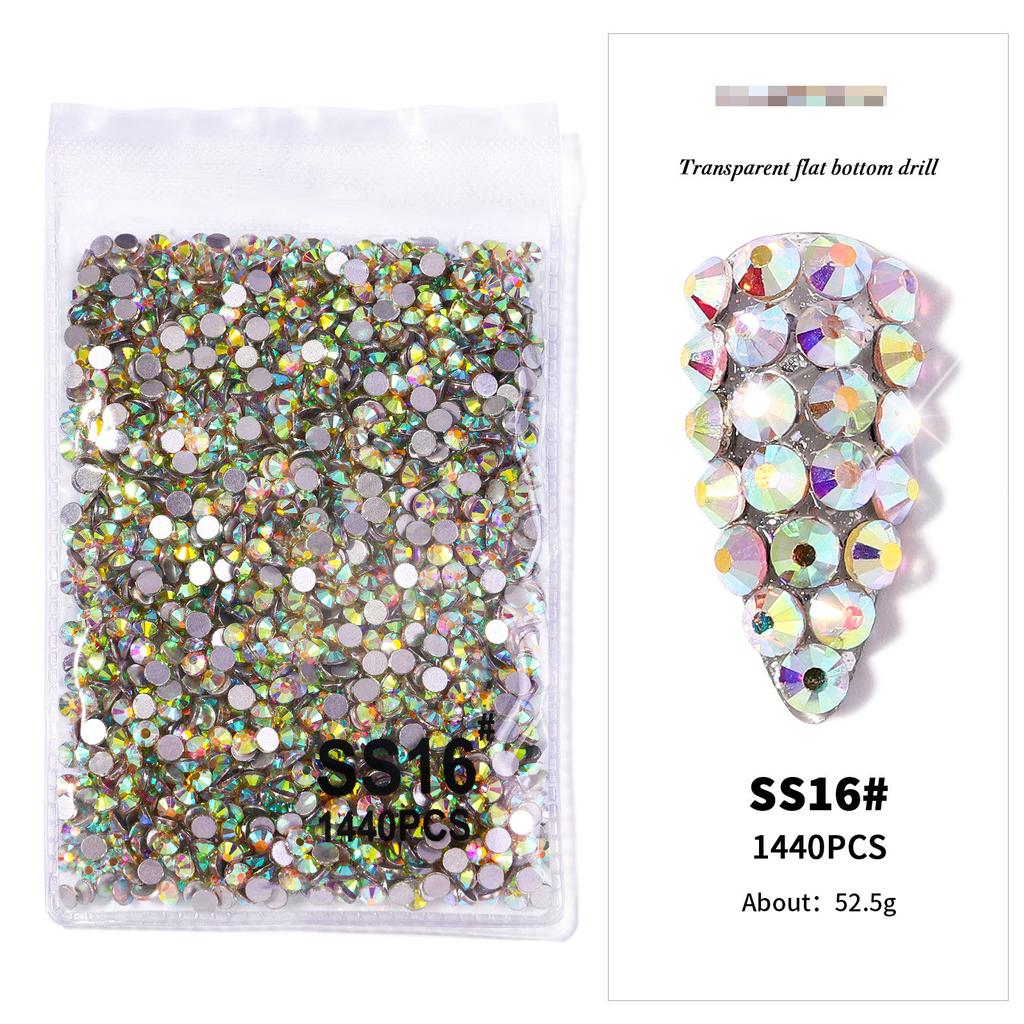 Nail Art Flat Bottom Drill Transparent Drill Ab Drill Nail Drill Diy Nail Ornament Nail Art Ornament Rhinestone