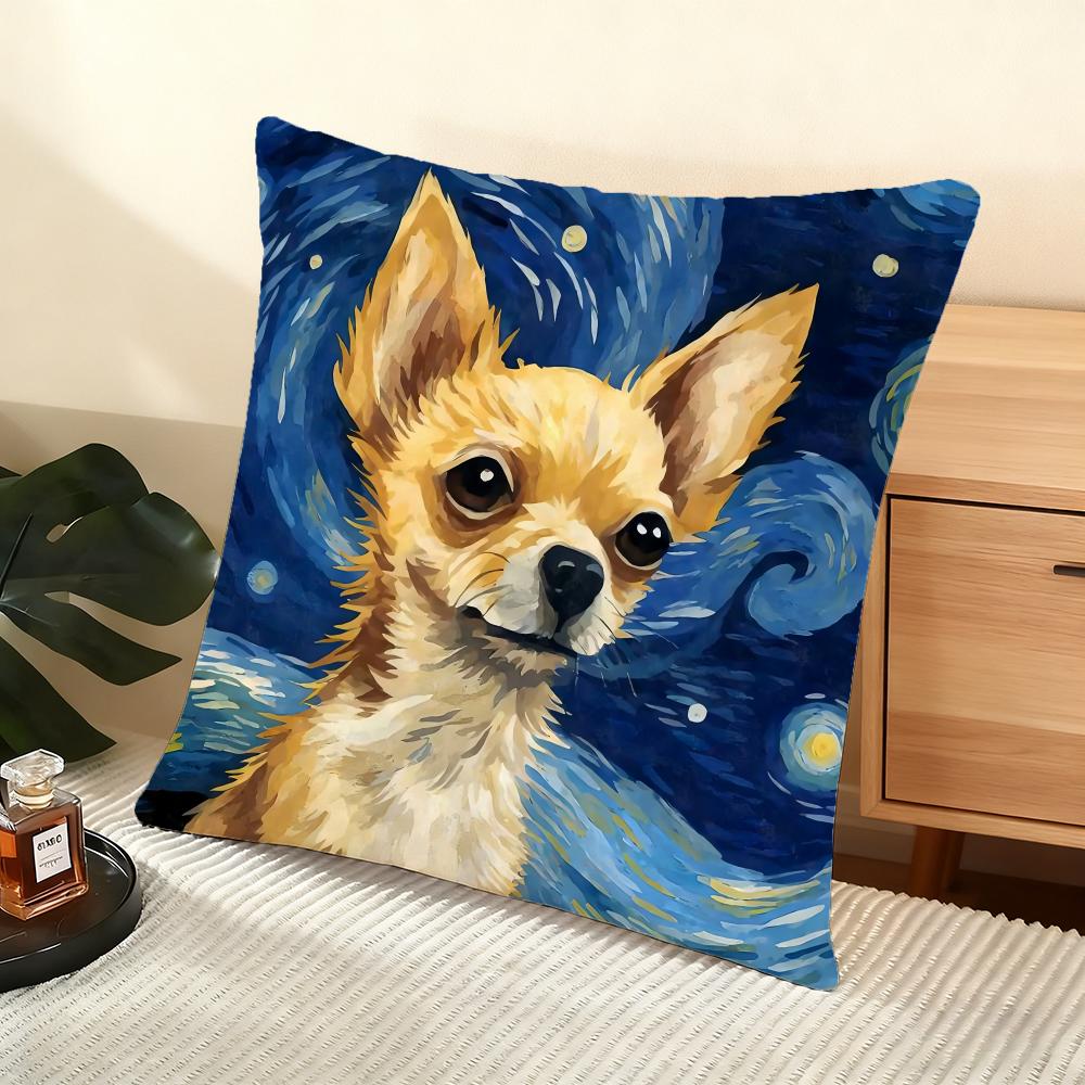 Catoon Starry Sky Dog Cushion Cover Soft Short Plush Pillow Cover Smooth Cozy Texture Aesthetic Cushion Case Home Decor