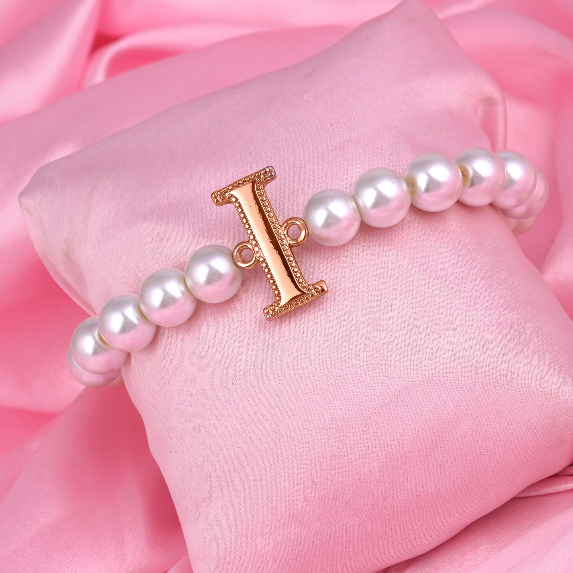 

Браслет Estele с розовым золотом и невероятным жемчугом в виде буквы «I» для женщин