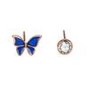 Yongcheng Blue Butterfly Small Fresh Earrings Asymmetrical Design, Feeling, Ear Piercing, Super Fairy Earrings for Best Friend