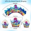 Whaline 36Pcs Sea Animals Cupcake Wrappers Colorful Ocean Animals Cupcake Liners Under the Sea Cupcake Holders for Summer Ocean Birthday Party