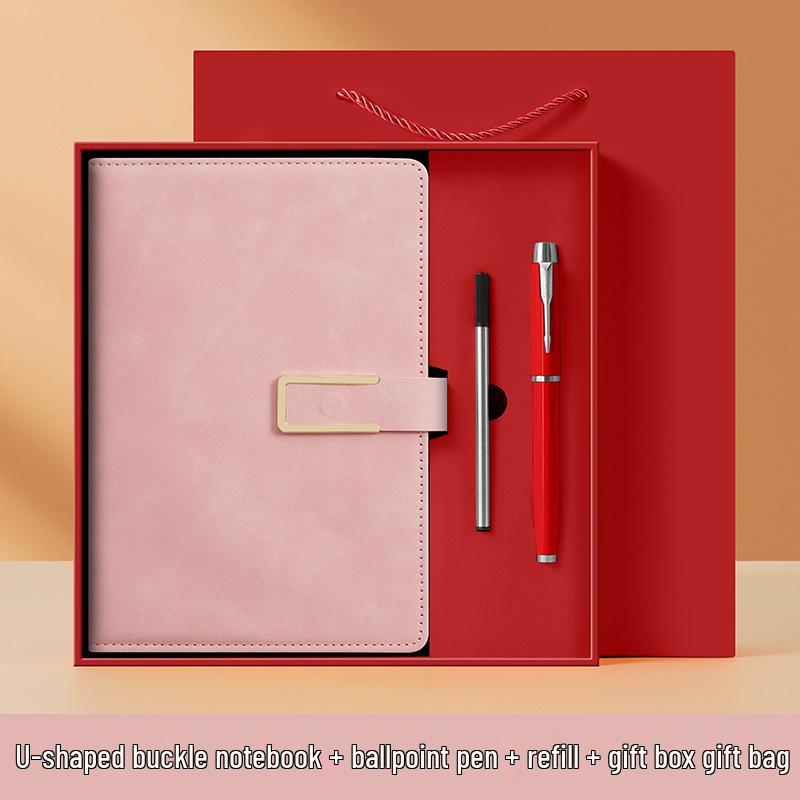 Business A5 Notebook Gift Set with U-shaped Buckle Hardcover - Customizable LOGO for Students and Offices