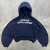 ZYLLO Retro Printed Casual Loose Oversized Hoodie Y2k Goth Punk American Street Clothing