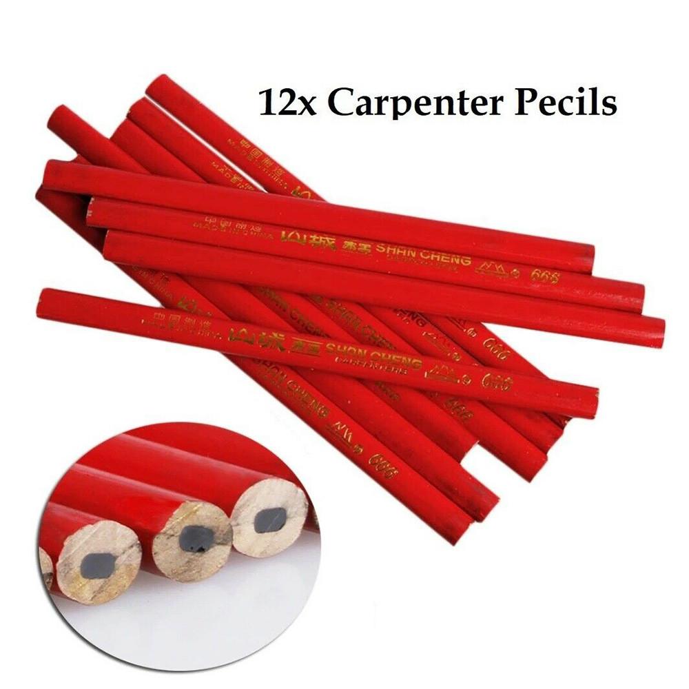 12 Count 175mm Oval Carpenter Pencil for Precision Layout Marking in Carpentry Joinery and General Construction