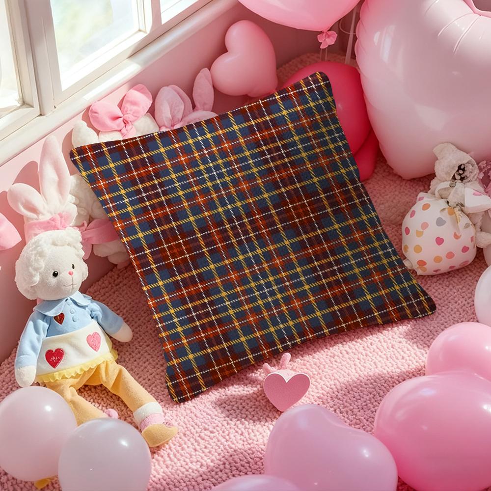 Fashionable Check Pattern Design Pillow Case Anti-Dustmite Pillowcase Invisible Zipper Silky Short Plush Sofa Cushion Cover