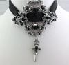 Women Gothic Black Lace Necklace for Halloween Punk Costume Party Royal Court Vampire Choker Jewelry Gift Vintage Choker