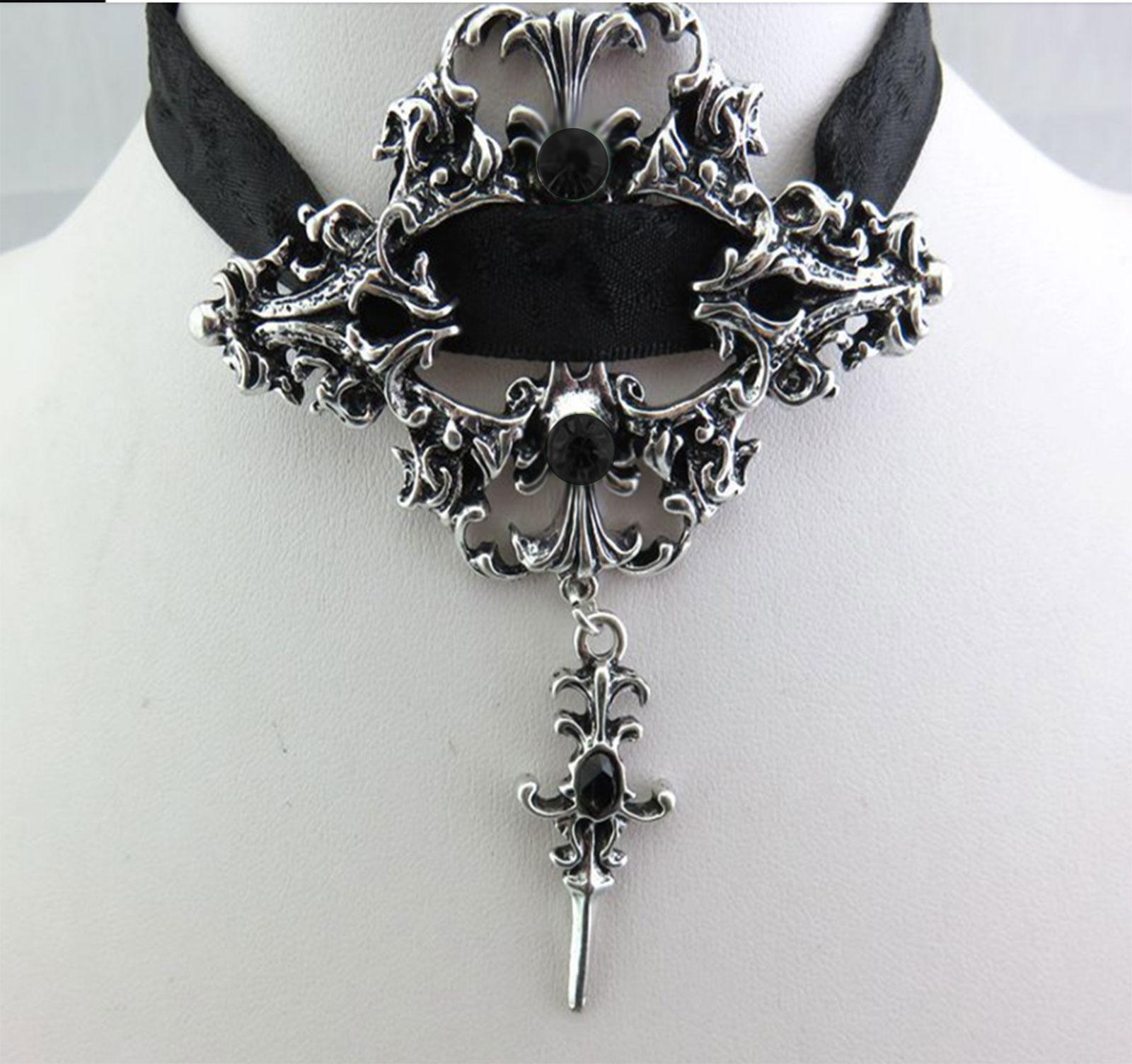 Lot De 2 Colliers Ras-du-cou Dentelle Noire Gothique - Ornement Vintage Réglable Pour Femmes, Halloween, Fêtes