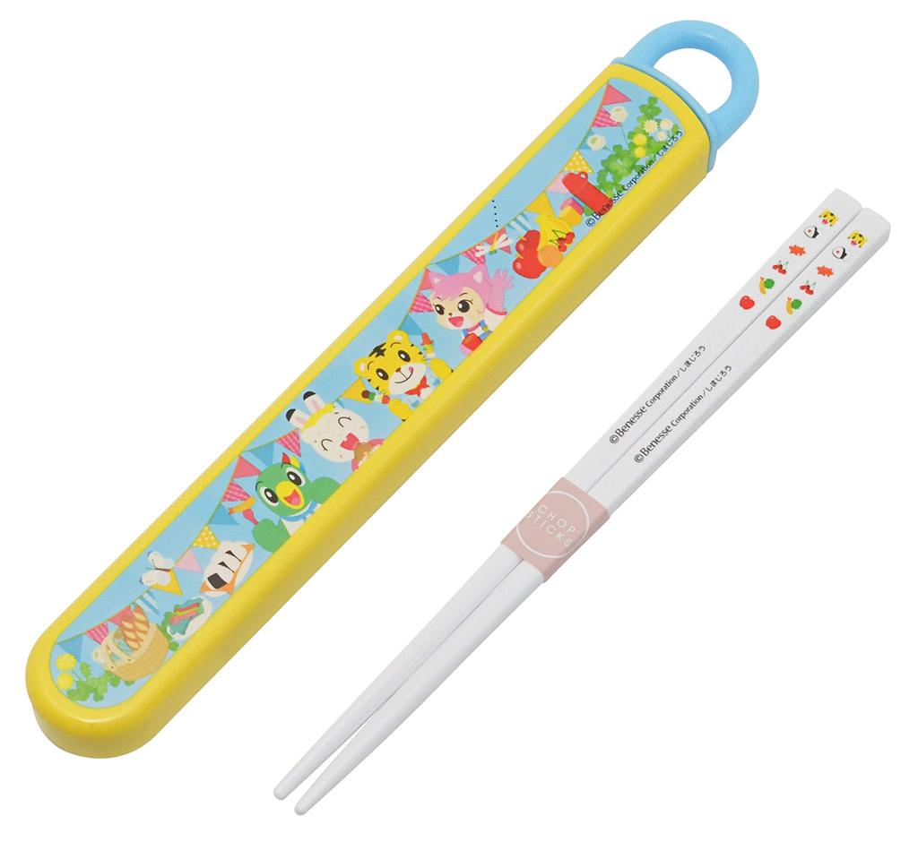 Skater Chopsticks and Chopstick Case Shimajiro Picnic Made in ABS2AM Children's Set, Design, Japan, 16.5cm,