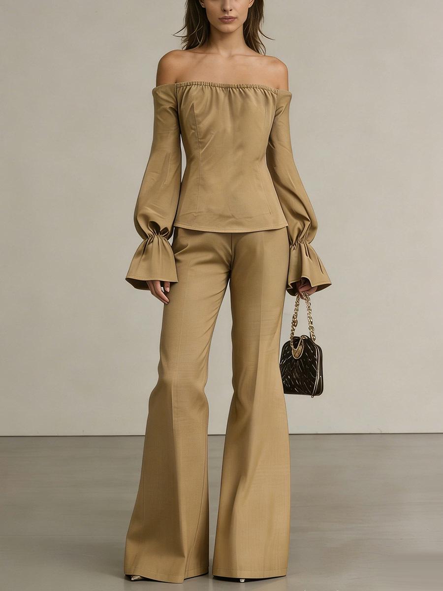 Spring 2026 One-Shoulder Top & Wide-Leg Pants Set XXL