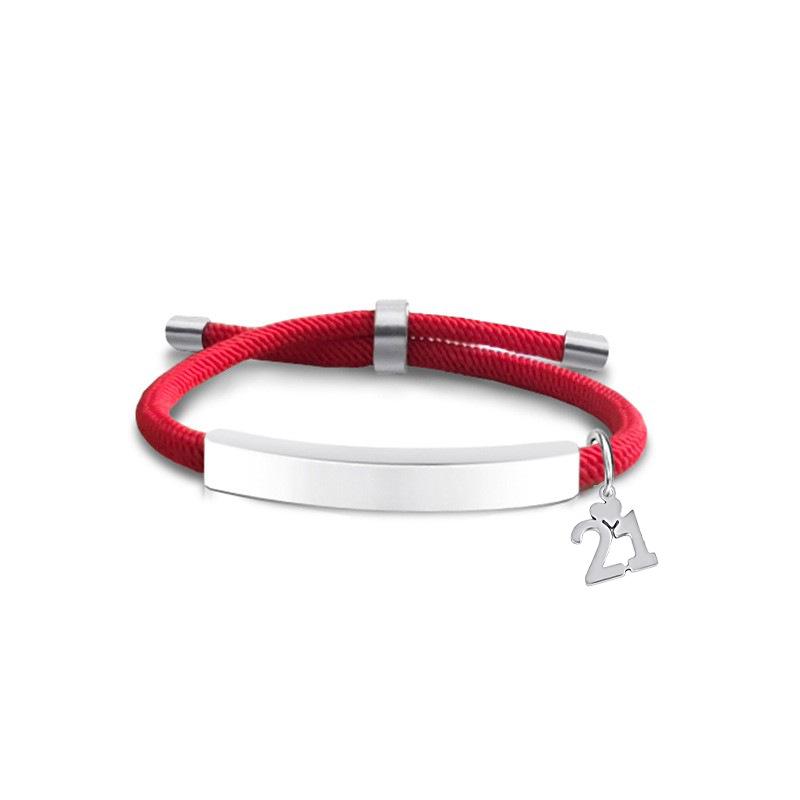 Multi-color Engravable Stainless Steel Bracelet with Number 16 Charm