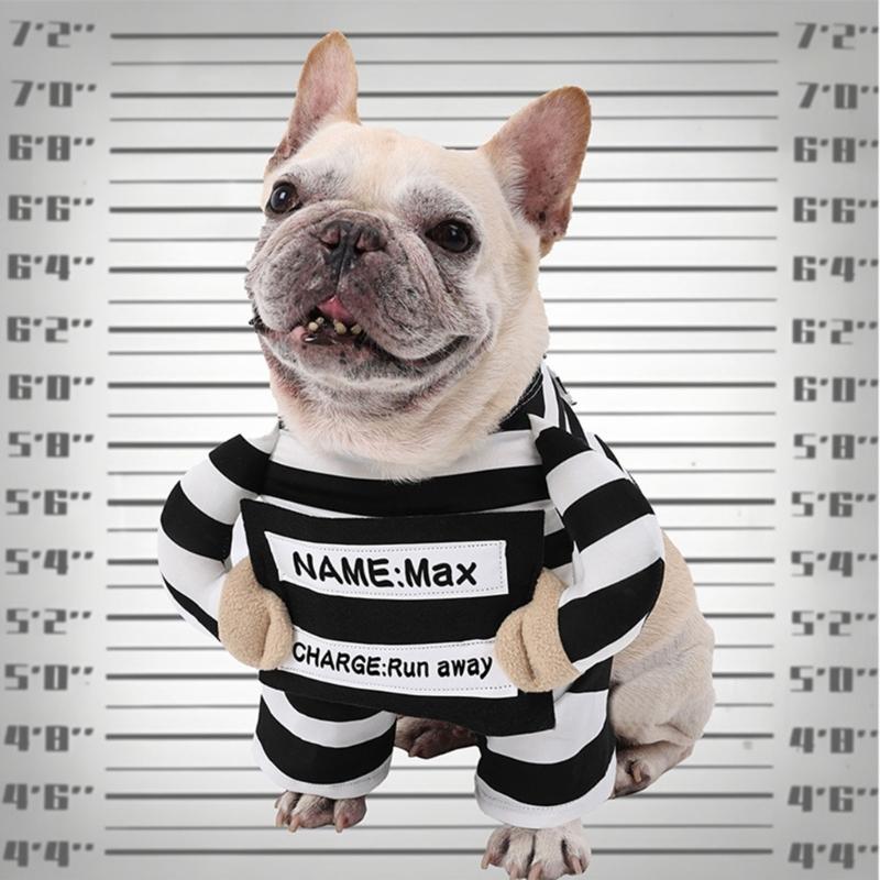 Pet Prisoner Costume Entertaining Festival Outfit Party Wear for Small To Large Cats Dog Masquerade Birthday Celebration