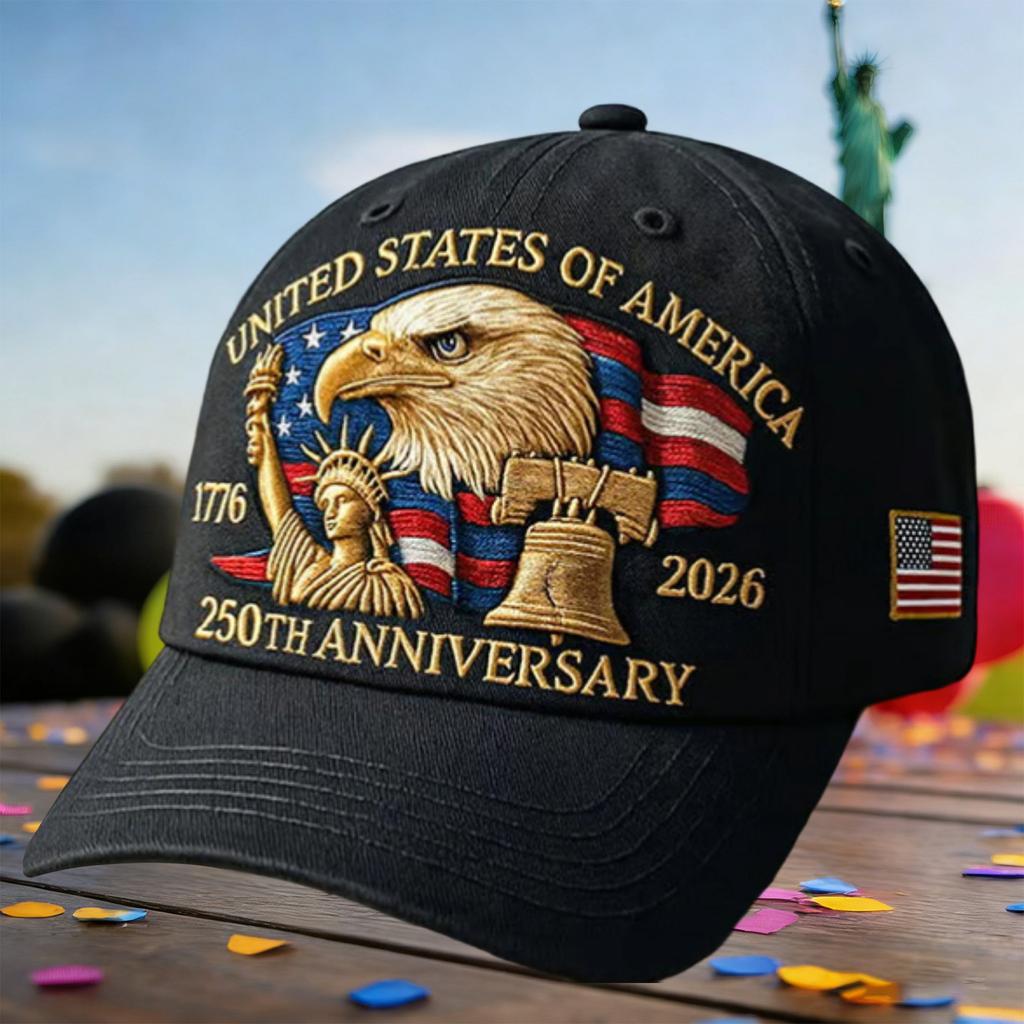 United States of America 250th Anniversary Embroidered Baseball Cap Adjustable Fit American Flag Eagle Statue of Liberty Design