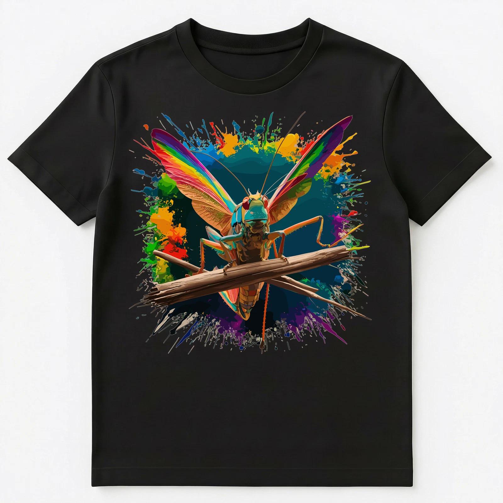 

Colorful Paint Splash Grasshopper Art Graphic Unisex T-Shirt S
