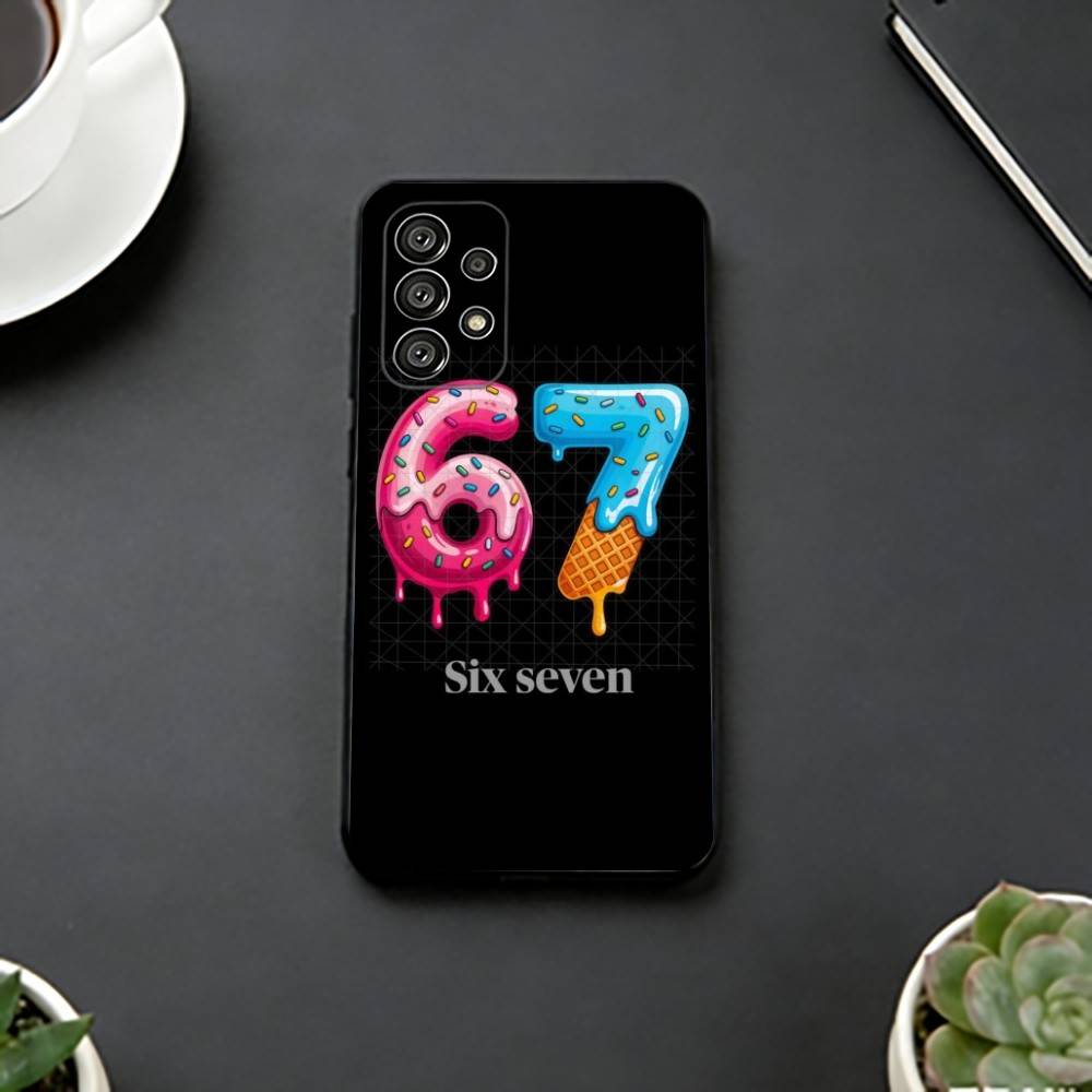 Six S-Seven 67 Phone Case For Samsung S25,S24,S21,S22,S23,S30,Ultra,S20,Plus,Fe,Soft Silicone Black Cover