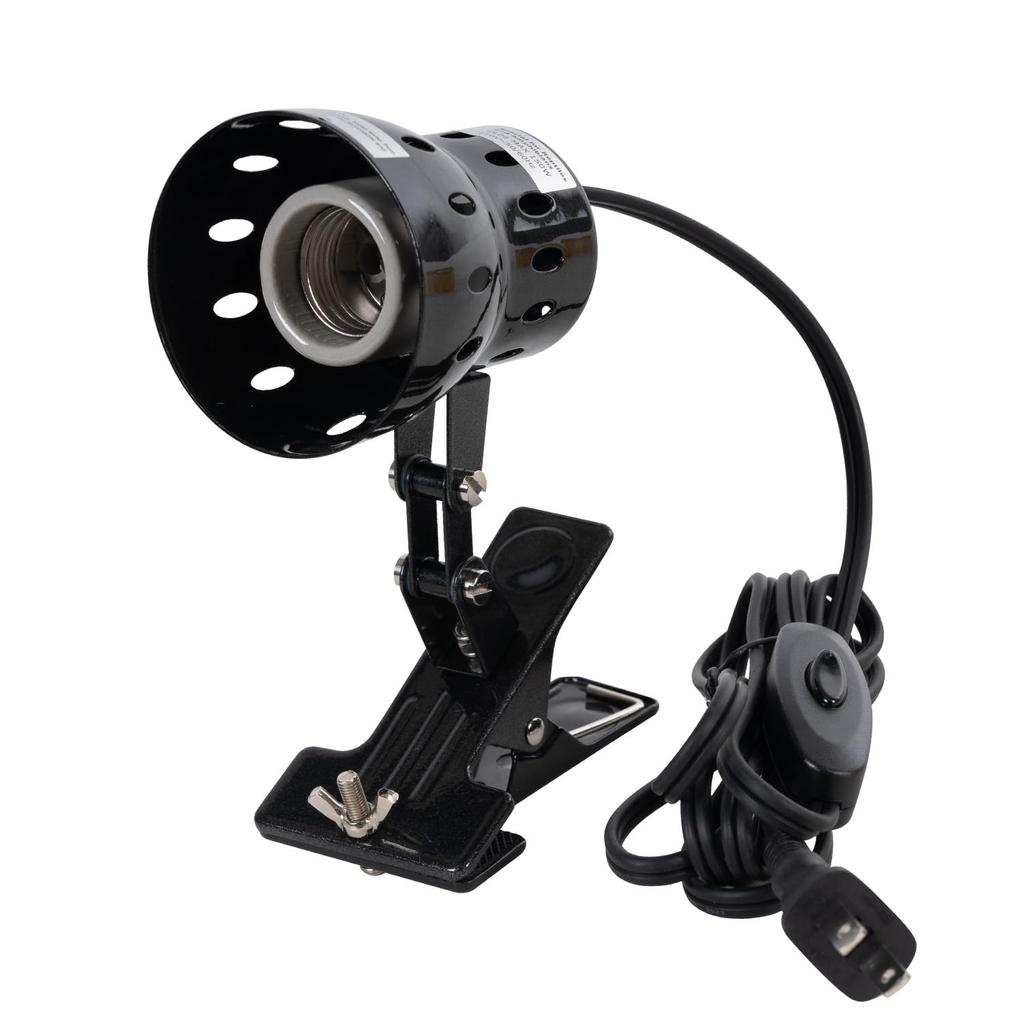 Reptil Lampeholder for Amfibier med Keramisk Infrarød Lampe 360 Graders Justerbar for Reptilbelysning Klemmebryter, Stativ, Rotasjon, Vinkel,