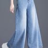 Women's Light Wash Wide-Leg Denim Pants - Spring/Summer 2026, Nine-Tenths Length, Loose Fit
