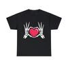 Skeleton Hand Heart Love Halloween Graphic Tee Shirt, S-5XL