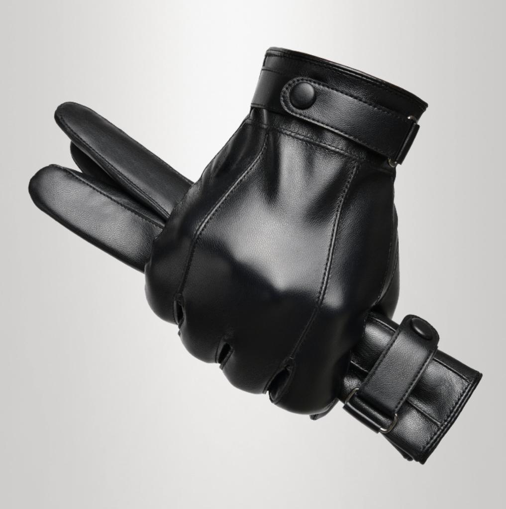 Winter PU Leather Plus Velvet Warm Gloves Men's Windproof Cycling Gloves Touch Screen Waterproof Gloves Cold-proof Warm Gloves