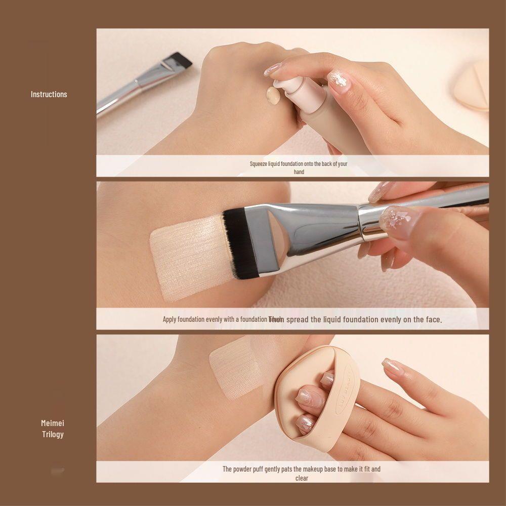 Electroplated Handle Flat Foundation Brush - Non-Absorbing, Flawless Nude Concealer Brush