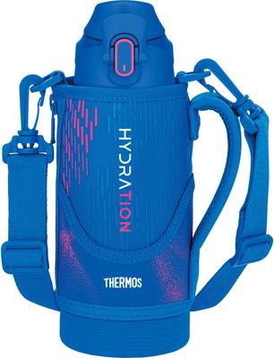Thermos Water Bottle,Vacuum Insulated Sports Bottle,800ml,Blue Pink,For Cold Storage,Includes Pouch,Shoulder-Friendly Strap FJS-800F BLP