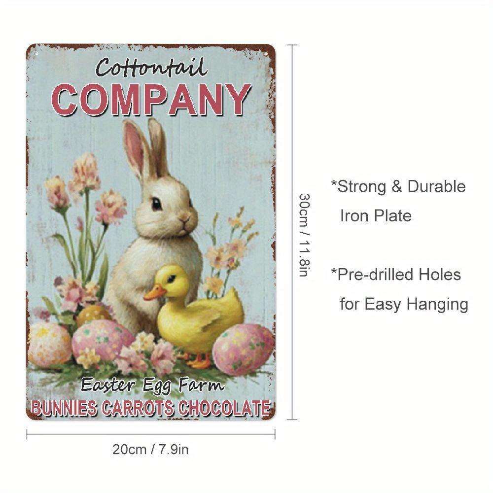 

Vintage Bunny Egg Iron Plaque x Easter Iron Wall Art for Home Office Spring Celebrations 20x30cm（7.8x11.8inch）