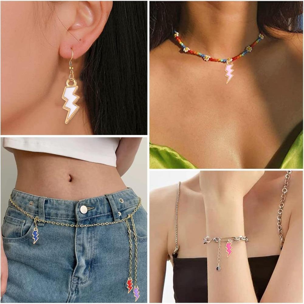 20/50/100pcs Enamel Lightning Bolt Charms Colorful Flash Shape Charms Celestial Thunder Charms for Jewelry Making Bulk