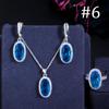 WWJ Super Sparkling Oval Shape Cubic Zirconia Engagement Ring Necklack Earrings Set