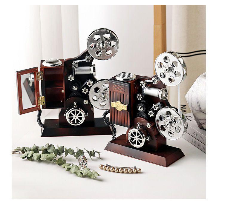 Nostalgic Retro Movie Projector Music Box - Creative Home Decor & Christmas Gift for Children