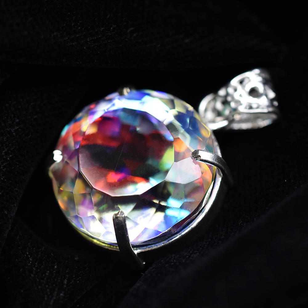 Natural Topaz 72ct Round Cut 925 Sterling Silver Pendant Certified