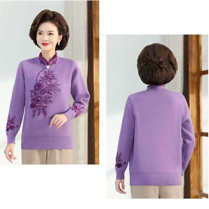 Autumn Winter Women's Mink Fleece Sweater Loose Plus Size Sweater Embroidered Pullover Fleece Thickened Knit Tops