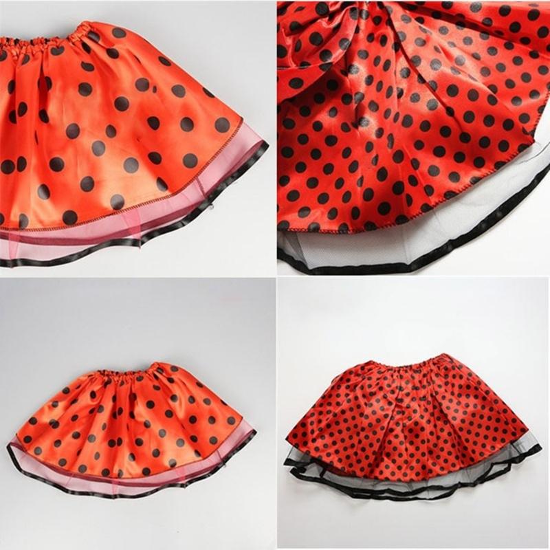 Lady Bugs Costume Star Wands Ladybird Wing Headbands Tutus for Dress Up Pretend Play Birthday Halloween Party Cosplays