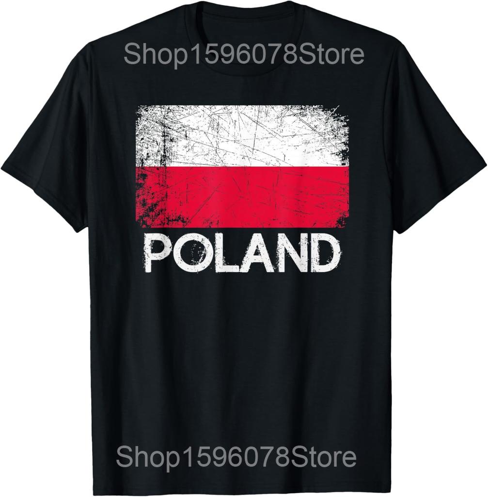 Poland Signature Flag Pole Polish T Shirts Men Pure Cotton Humor Streetwear Tee Shirt Short Sleeve Unisex Loose Clothing