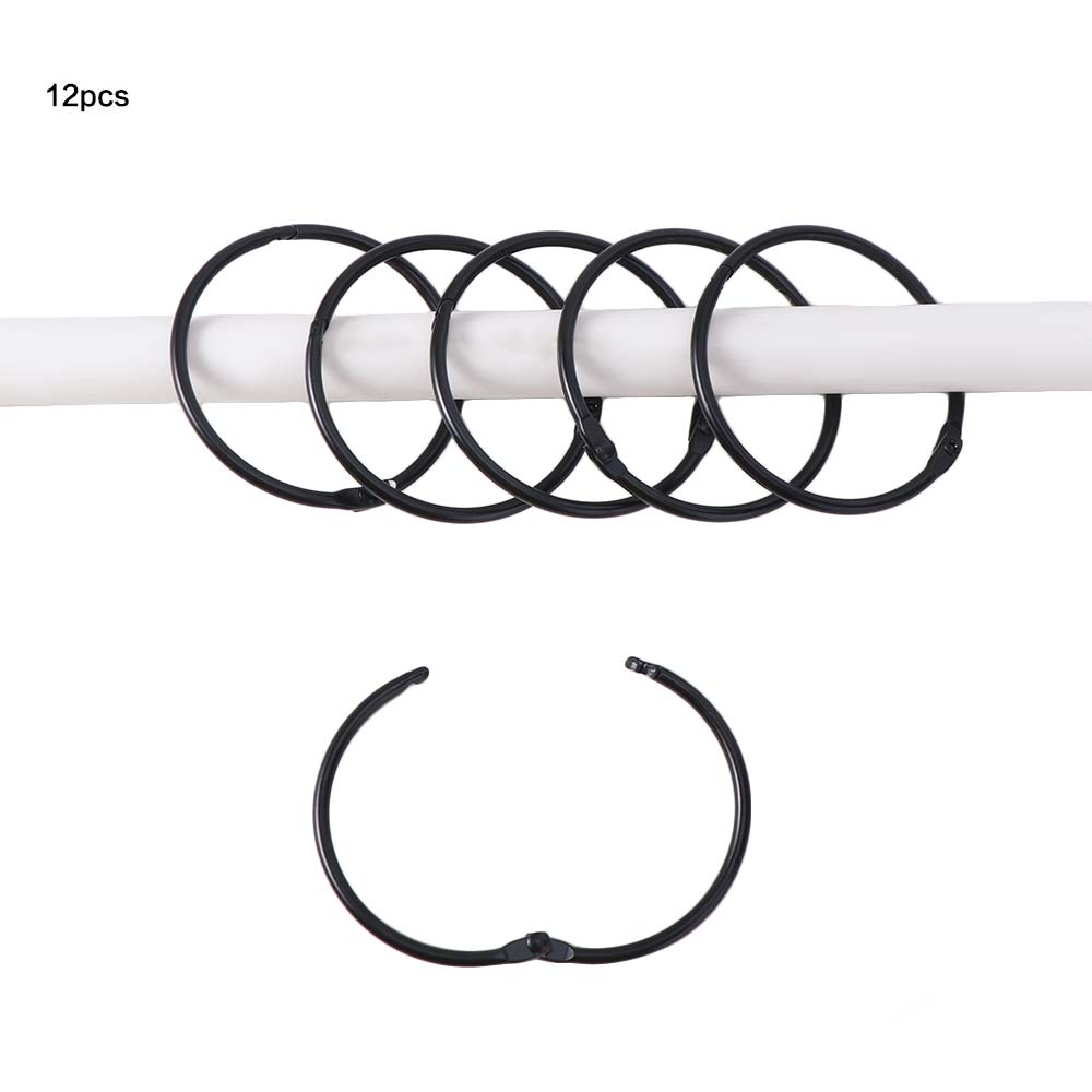 12PCS Rust Proof Shower Curtain Hooks Anti-Drop Circular Bathroom Curtain Rings Strong Load-bearing Curtain Rings