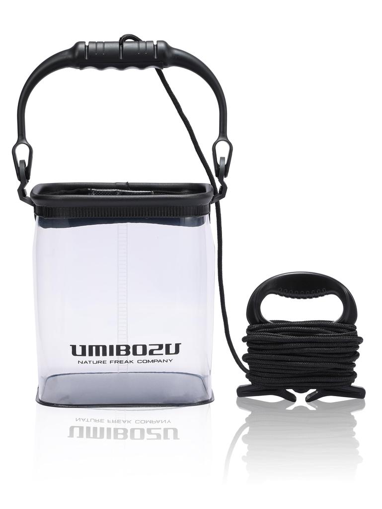 Umibozu Fishing Bucket, Water Bucket, Transparent, Foldable, 18cm21cm (Clear Black, 21cm)