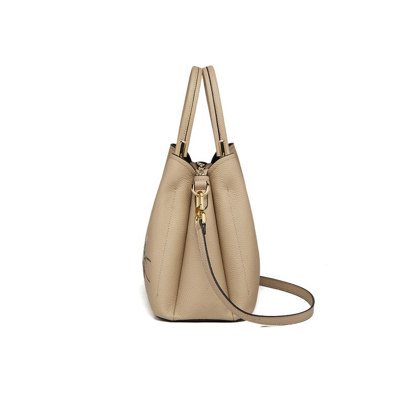 Chinese style cowhide leather bag single shoulder women's business bags high end black